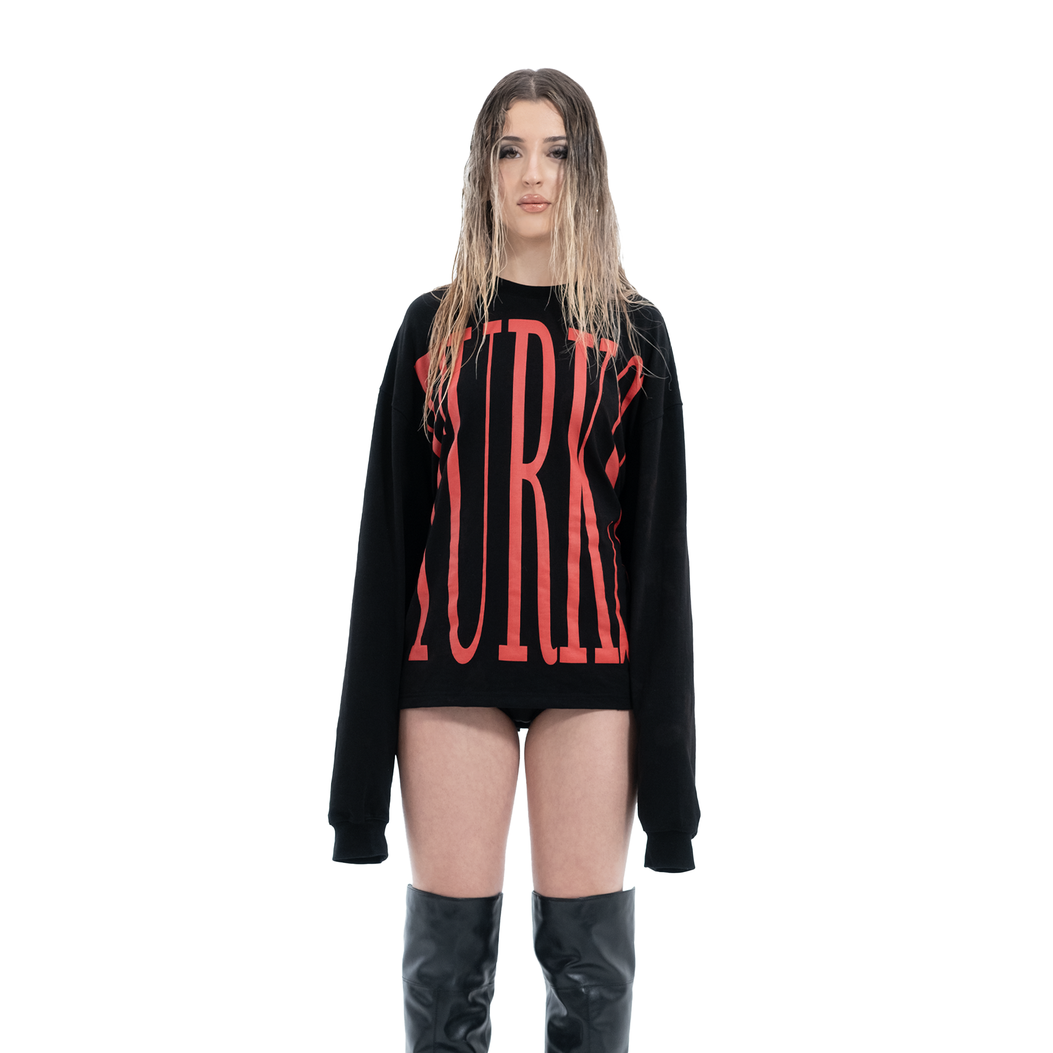 Sevil's Turks Long Sleeve Oversized in Black-Red